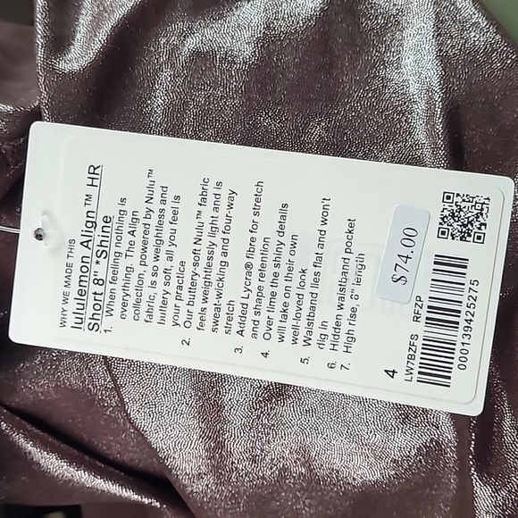 Lululemon Align High-Rise Short 8" *Shine Radiate Foil Print French Press Size 4 - Picture 6 of 15
